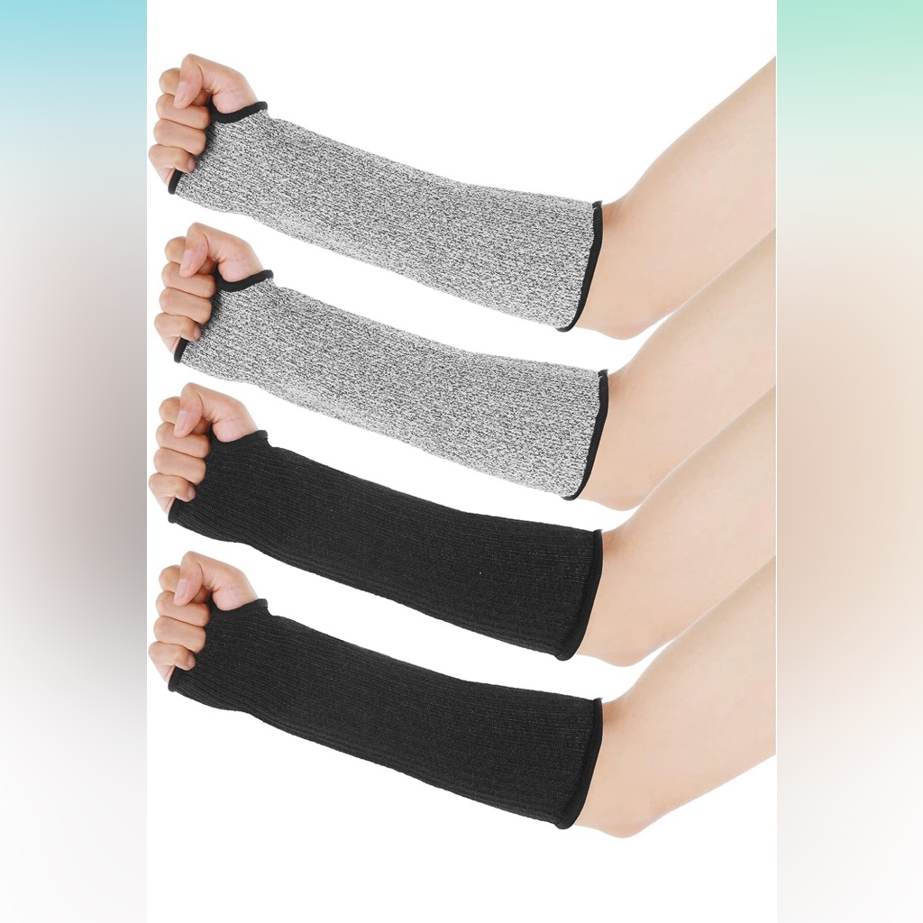 2 Pairs Cut Resistant Sleeves With Thumb Hole